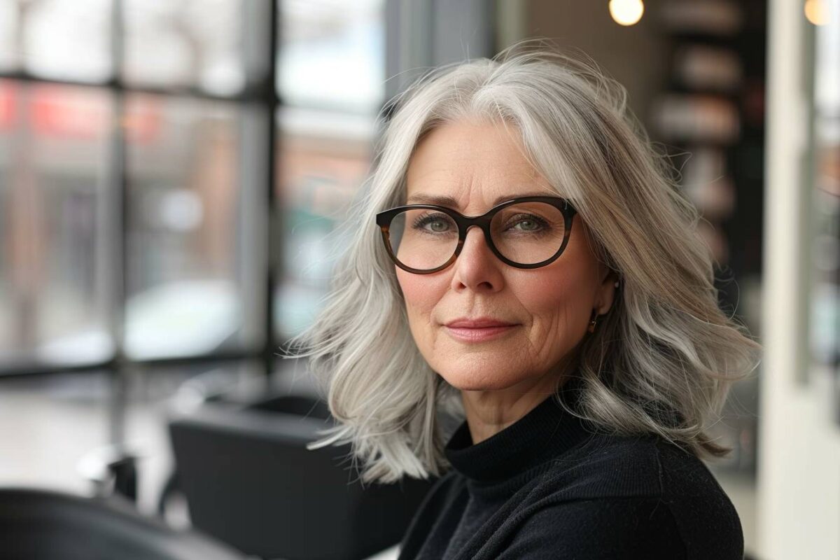 Coupe de cheveux femme 50 ans avec lunettes