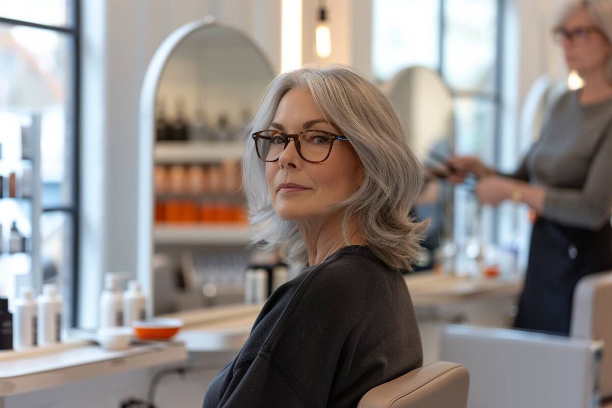 Coupe de cheveux femme 50 ans avec lunettes