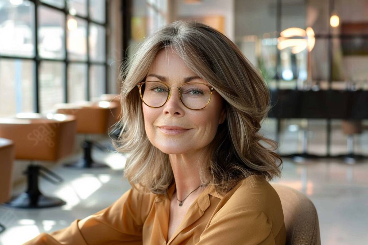 Coupe de cheveux femme 50 ans avec lunettes