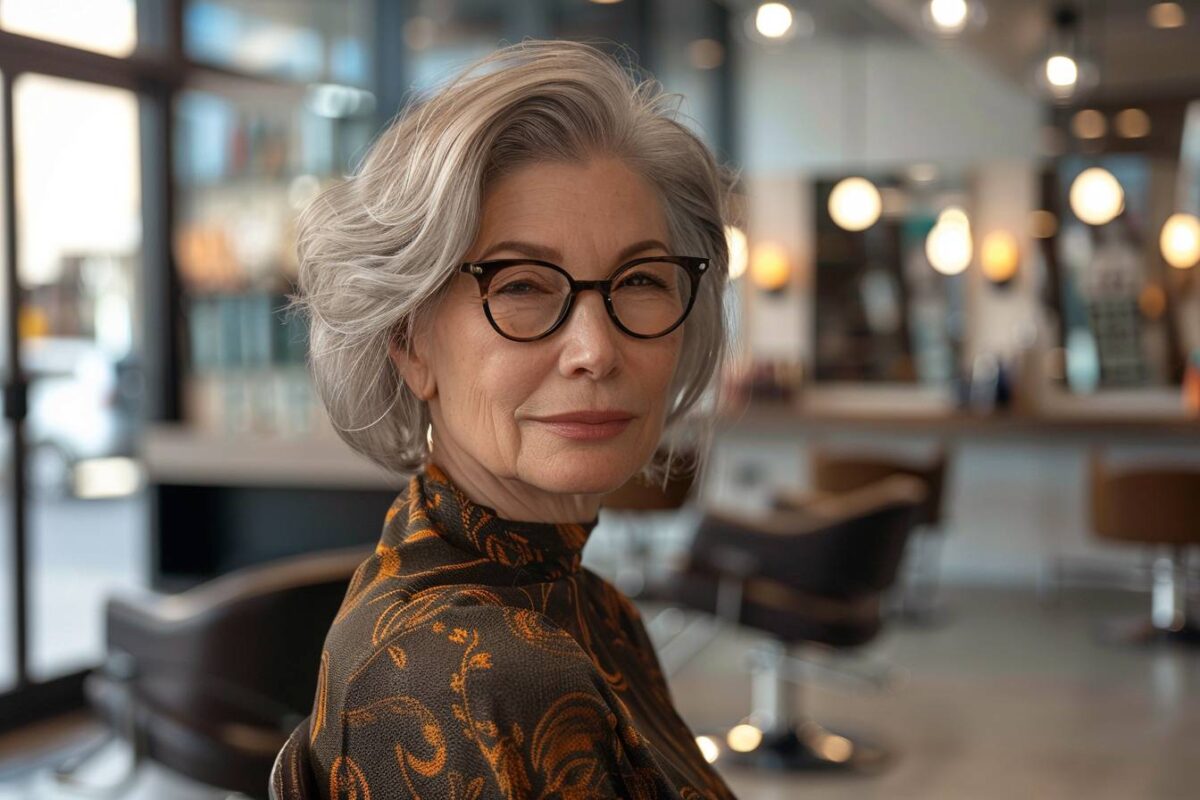 Coupe de cheveux femme 60 ans avec lunettes