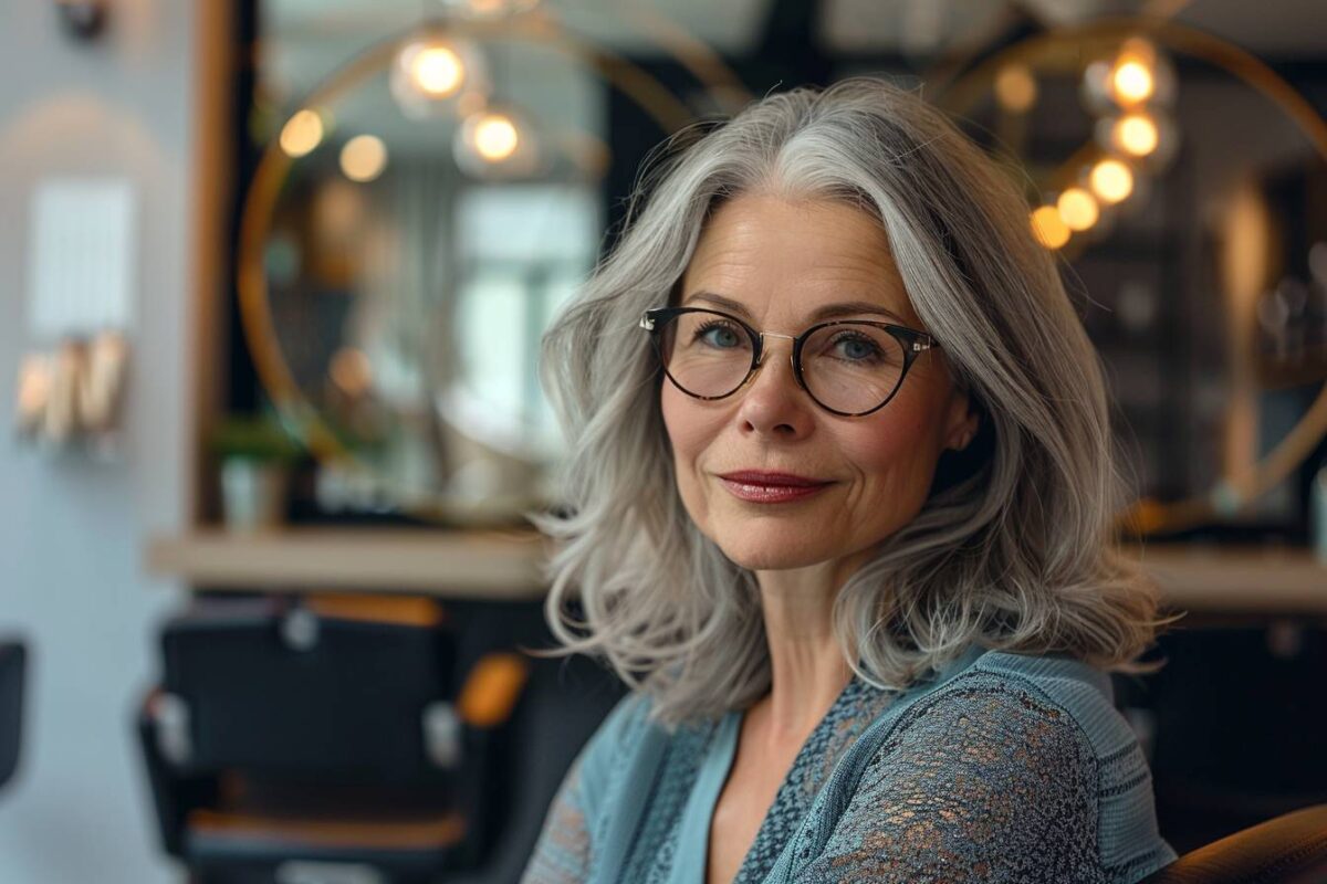 Coupe de cheveux femme 60 ans avec lunettes